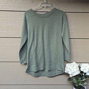 Soft Surroundings Petites Afternoon Walk Distressed Army Green Tunic Size PXS